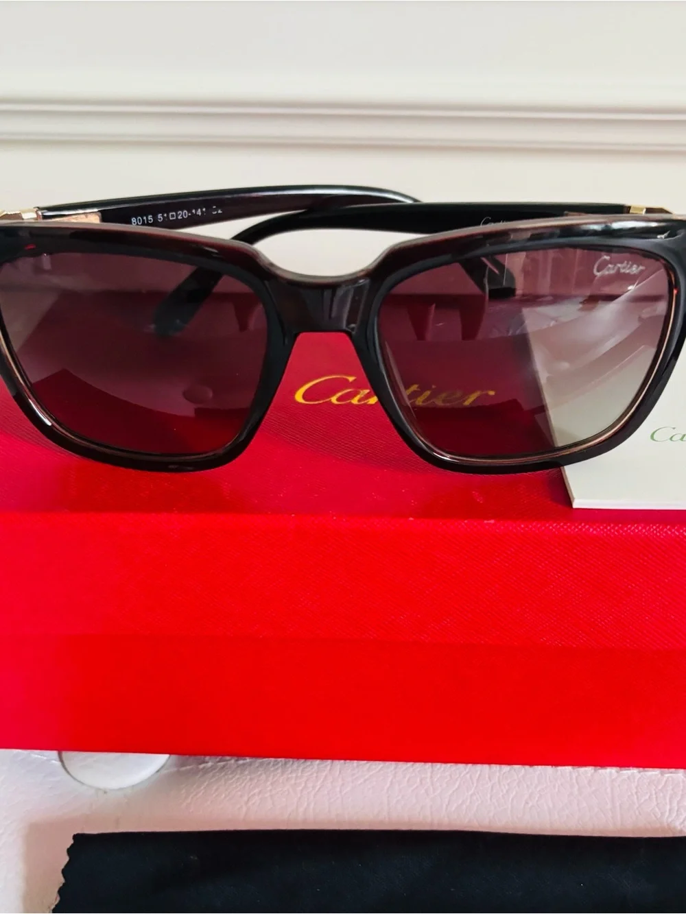 Cartier dark brown Sunglasses with Red Case